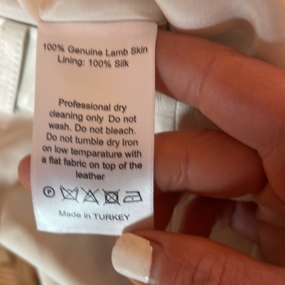 Zeynep arcay 100% leather white high waisted pants fully lined in 100% silk - Picture 13 of 13